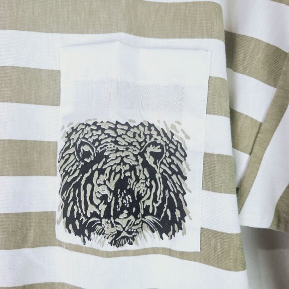 Vintage 90's New York Knit Works, Inc. Tiger Lion Pocket Top w/ Half Sleeve, 20W - Picture 3 of 7